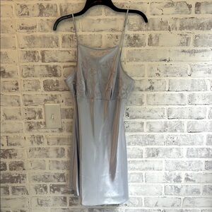 Vintage 90s Fairy Satin Slip Dress Floral Beaded Fairycore Nightgown Lingerie M